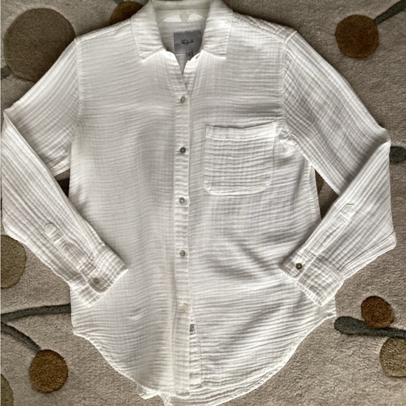 Rails Ellis Shirt XS White Gauze 100% Organic Cotton - Picture 5 of 11